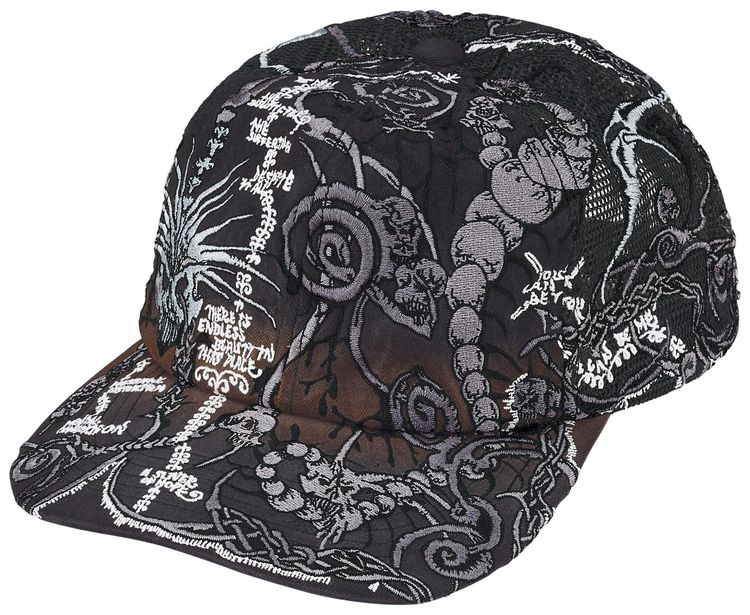 Supreme Wombat Embroidered Mesh Back 6 Panel Black