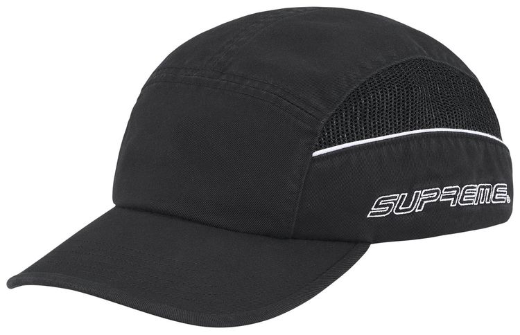 Supreme Side Mesh Piping Camp Cap Black