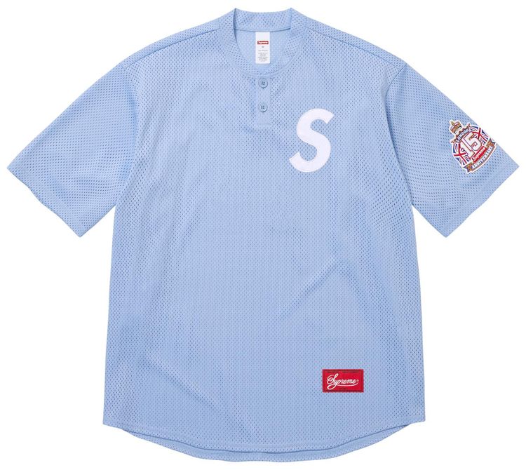 Supreme Shop S Logo Henley Light Blue London