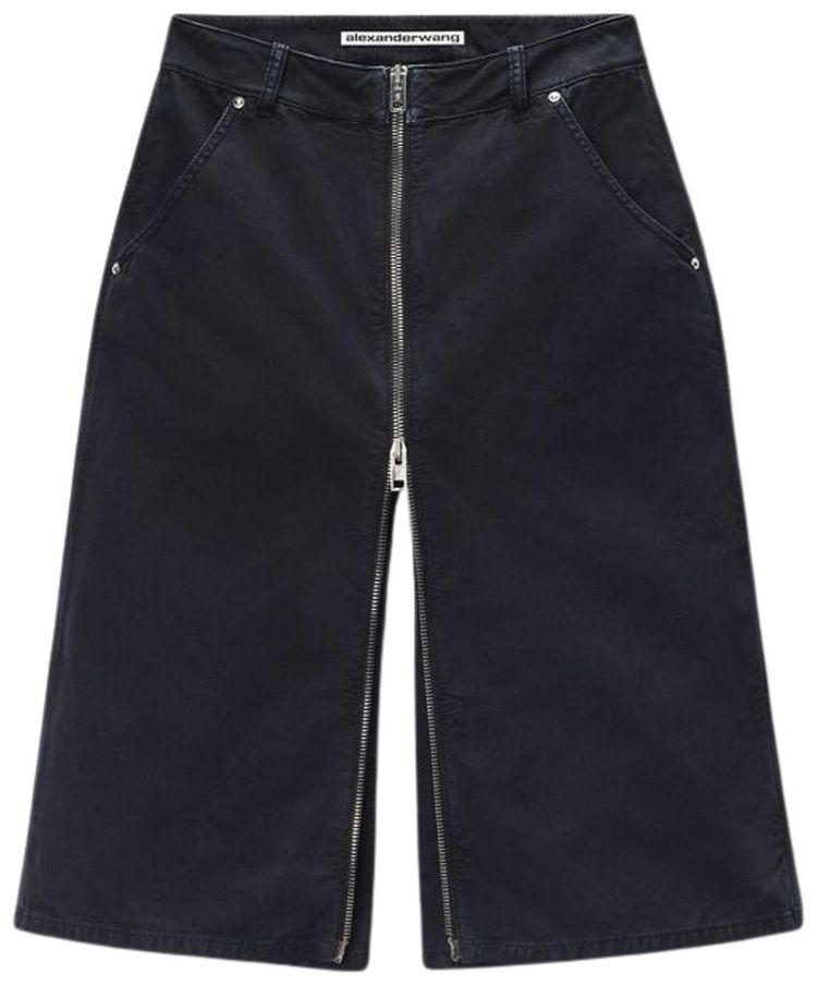 Alexander Wang Zipper And Workwear Details Mid Rise Midi Skort Washed Black