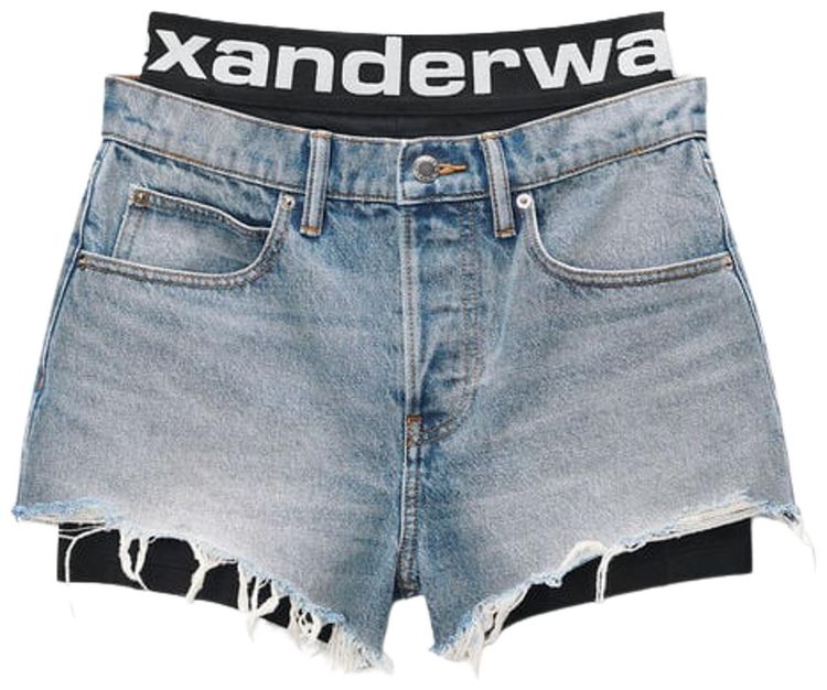 Alexander Wang Pre Styled Relaxed Logo Bike Short Authentic Light Indigo