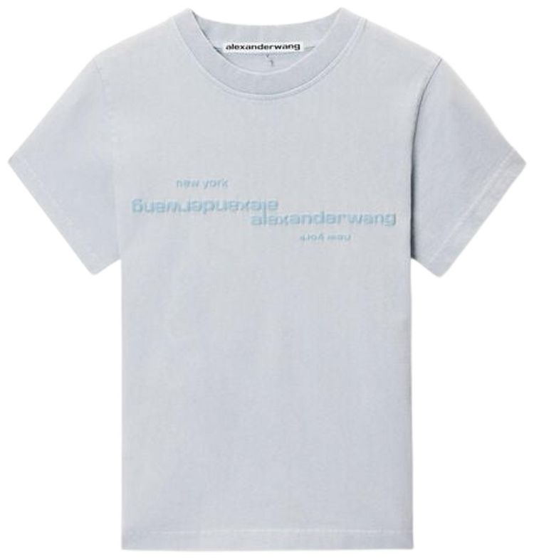 Alexander Wang Mirrored Logo Print Shrunken Tee Washed Sky