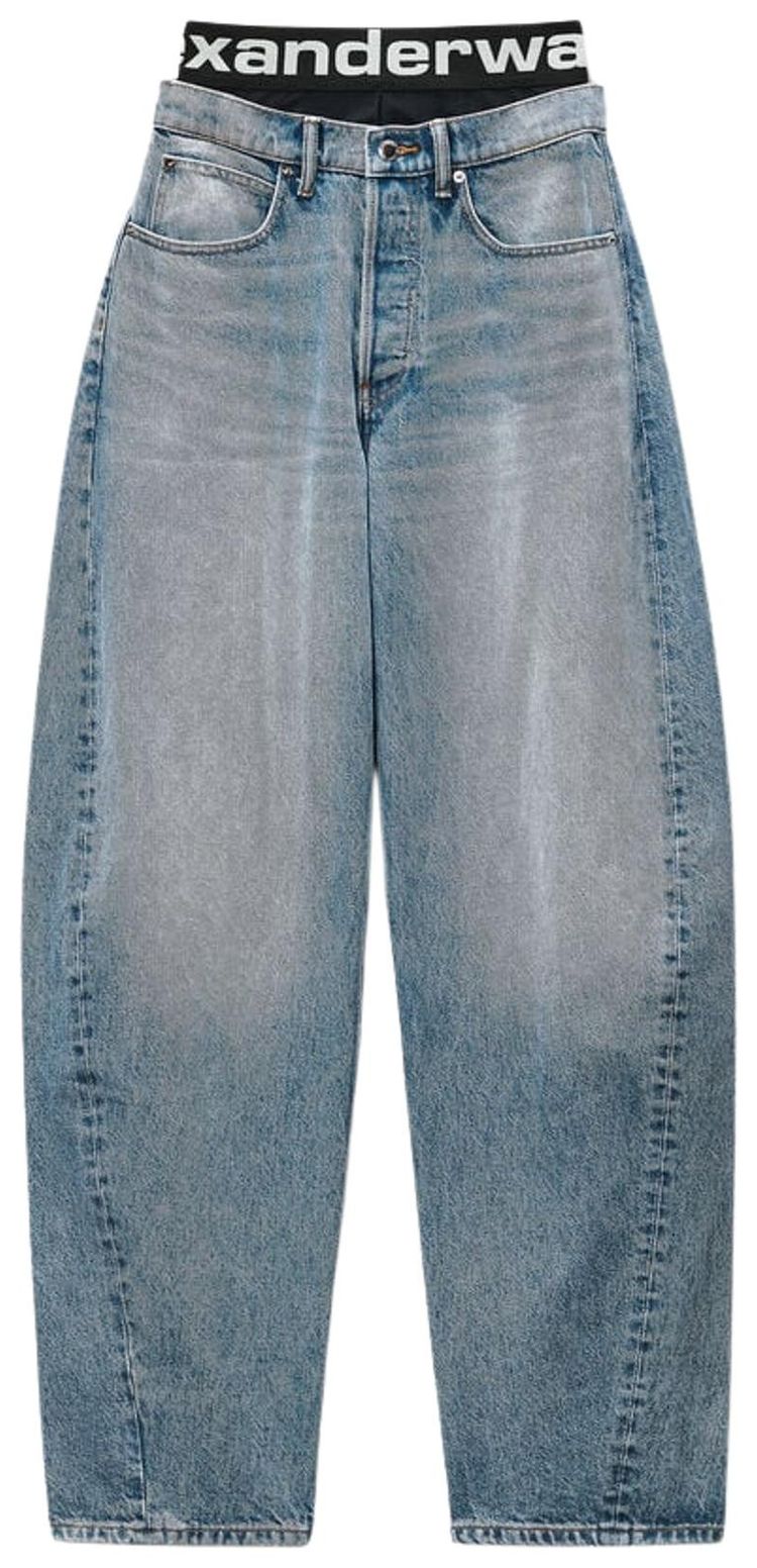 Alexander Wang Logo Bike Short Pre Styled Blow Up Jean Authentic Light Indigo