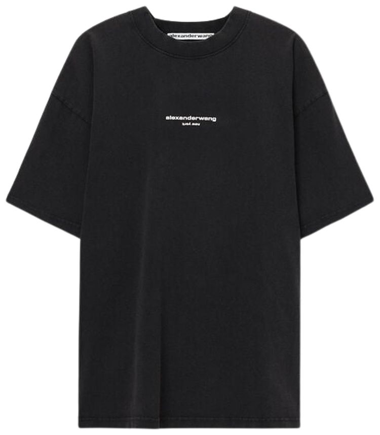 Alexander Wang Logo Print Short Sleeve Tee Washed Black
