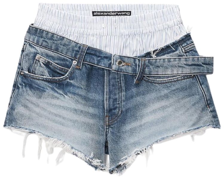 Alexander Wang Boxer And Drop Waistband Pre Styled Short Vintage Marbled Blue