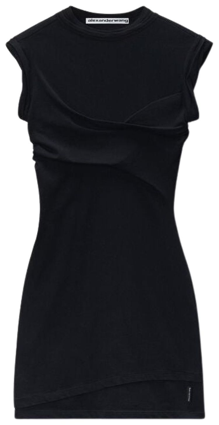 Alexander Wang Twisted Bust Mini Layered Sleeveless Dress Black