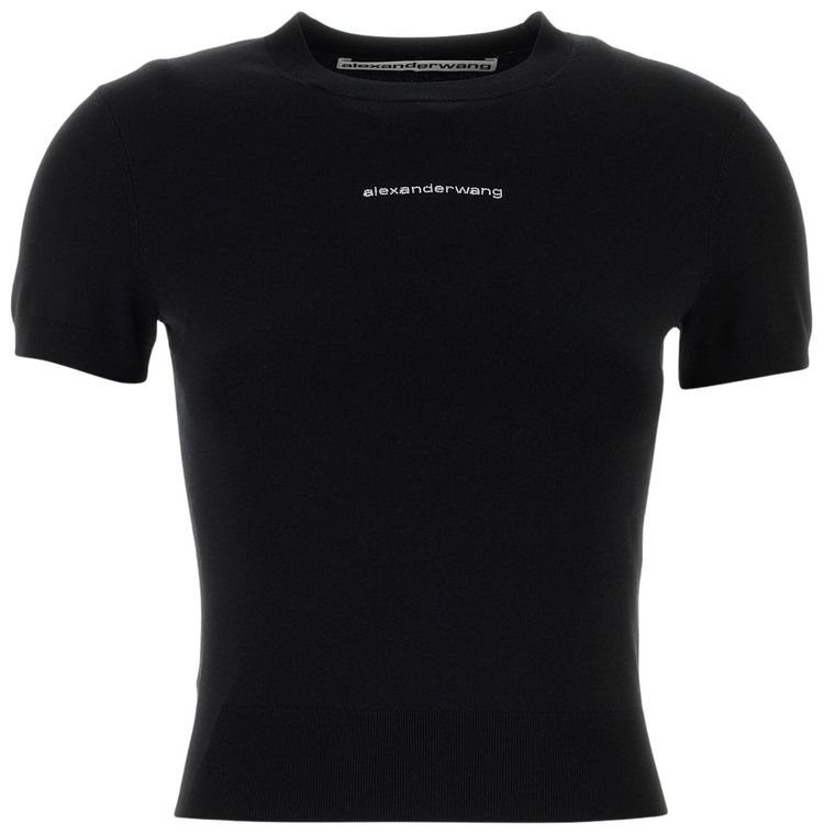 Alexander Wang Crewneck Hotfix Logo Short Sleeve Black