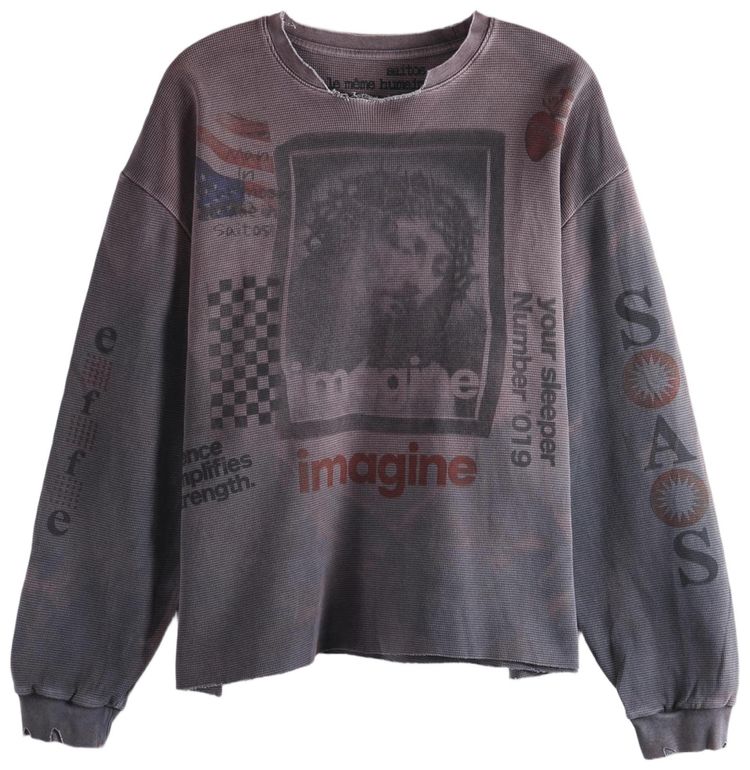 SAITOS Broken Halo Waffle Top Washed Grey