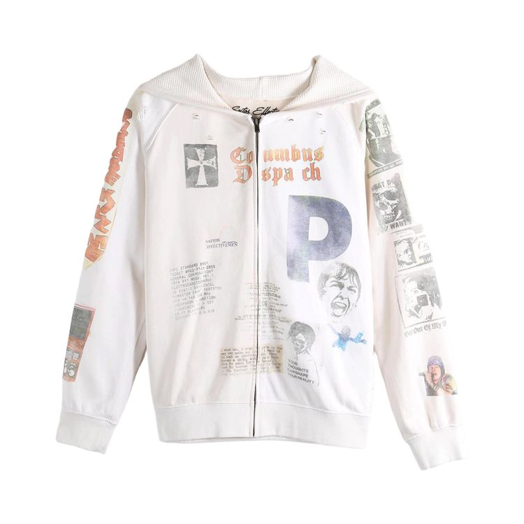SAITOS Long Live Rock Zip Hoodie Dirty White