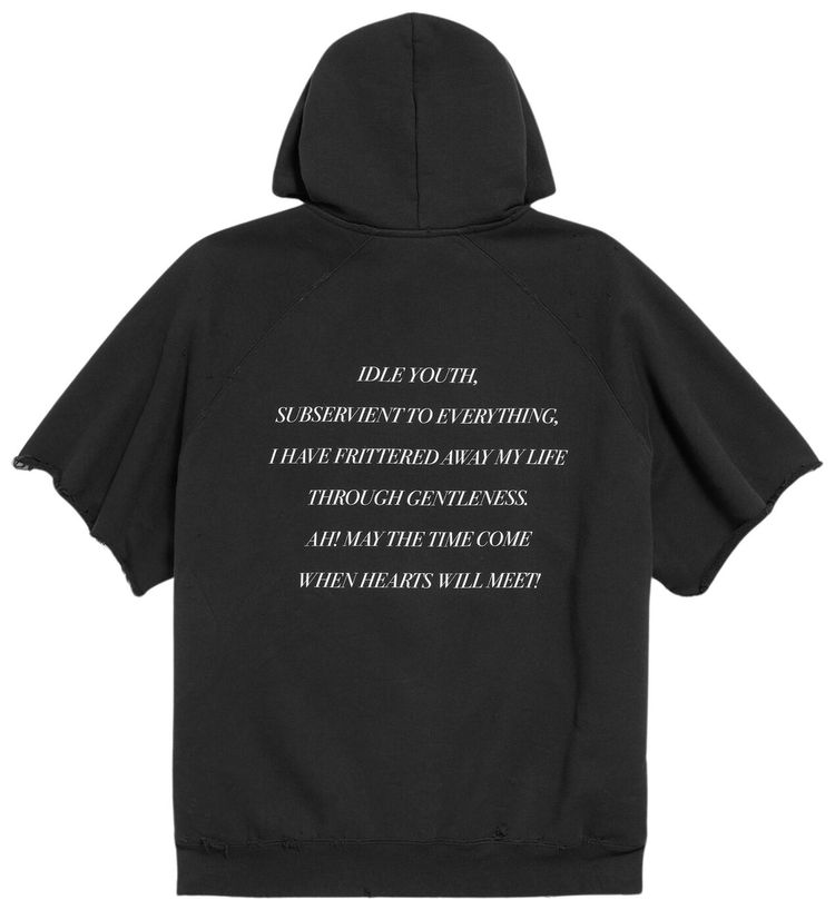 Balenciaga Raglan Cut Off Sleeve Hoodie Black