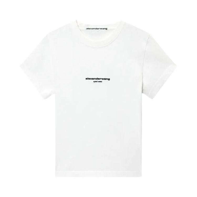 Alexander Wang Shrunken Short Sleeve Logo Print Tee White