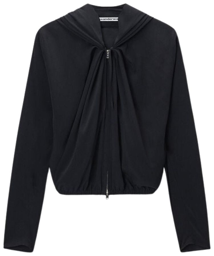 Alexander Wang Pleated Neckline Hoodie Black