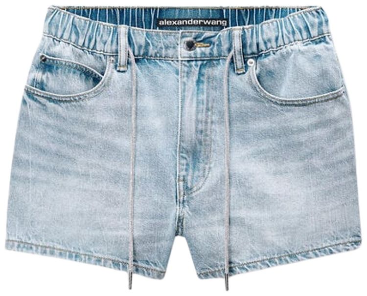 Alexander Wang Rhinestone Drawcord Marathon Short Light Bleach