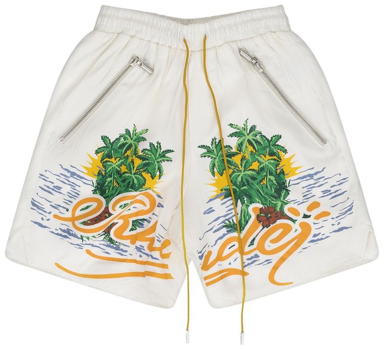 Rhude Palms Logo Shorts White