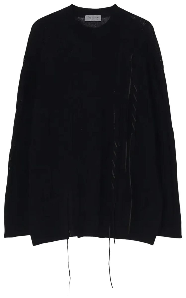 Yohji Yamamoto Pour Homme Round Neck Leather Pullover Top Black