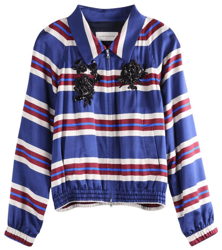 Dries Van Noten Bold Stripe Print Jacket Navy
