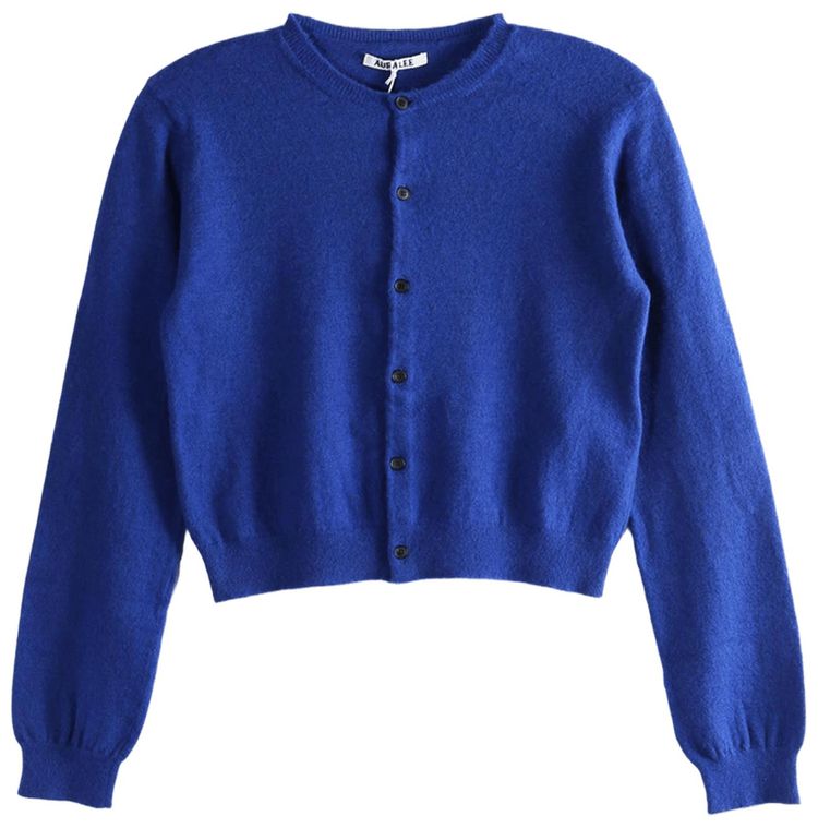 Auralee Brushed Cashmere Cotton Knit Cardigan Royal Blue