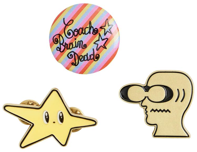 Brain Dead x Coach Enamel Pin and Button Set 2 Multicolor