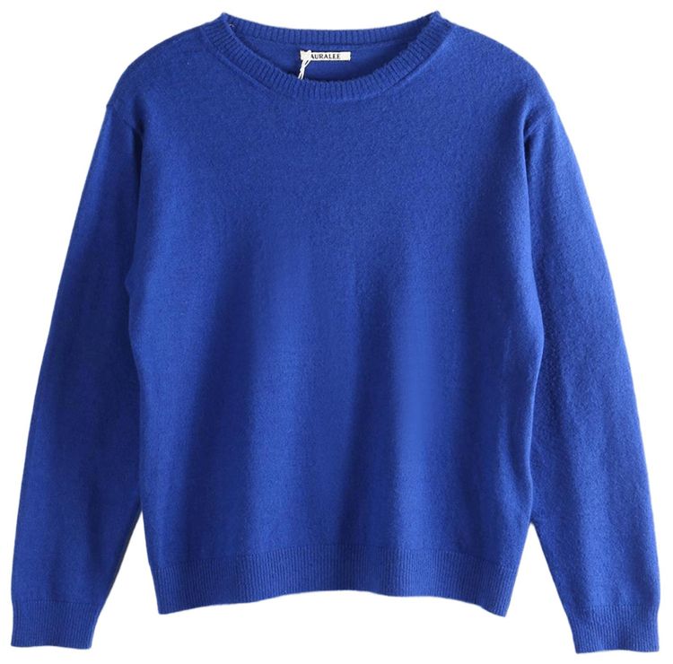 Auralee Brushed Cashmere Cotton Pullover Royal Blue