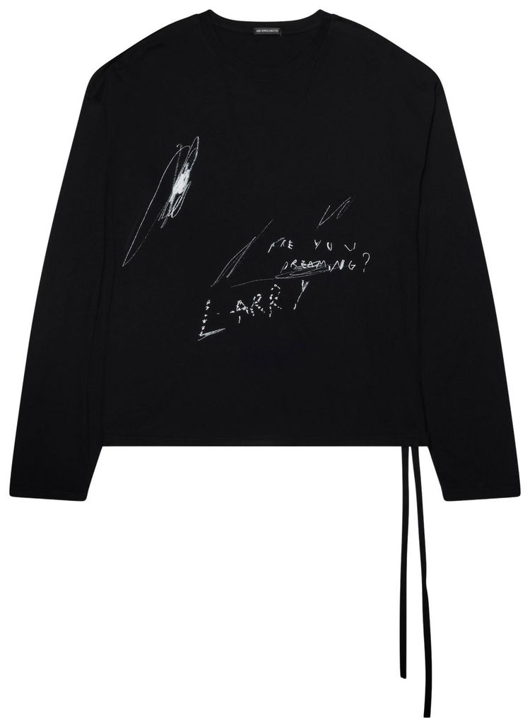Ann Demeulemeester Are You Dreaming Sketch Print Nikita Long Sleeve Boxy Tee Black