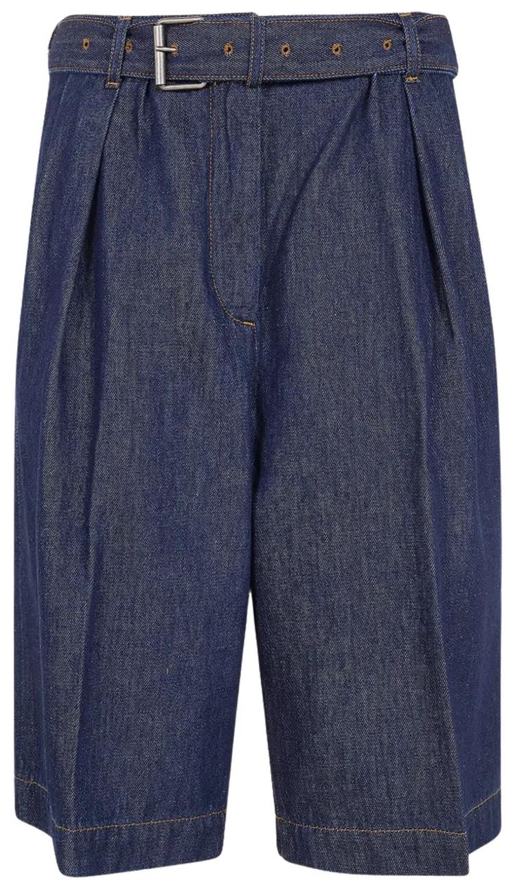Dries Van Noten Belted Denim Shorts Indigo