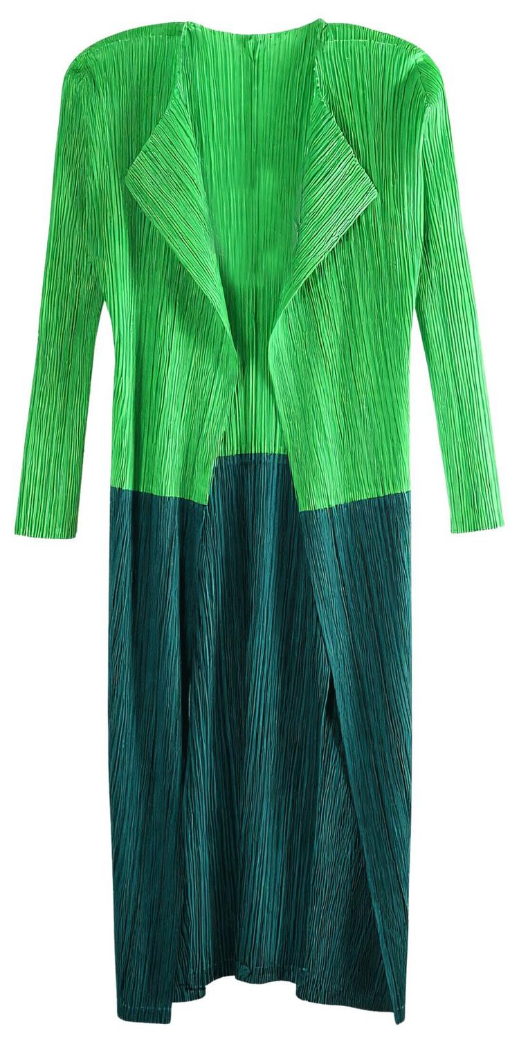 Pleats Please Issey Miyake Swing Cardigan Green