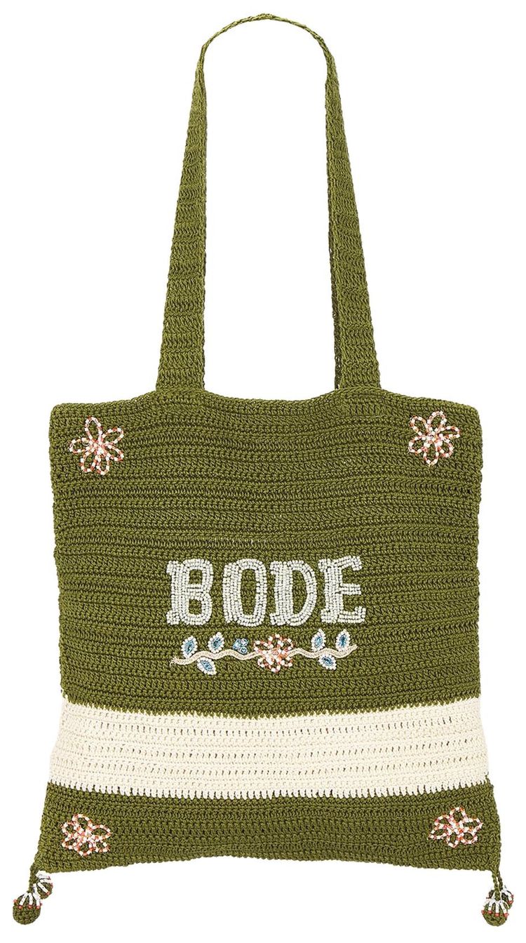 Bode Marsh Crochet Tote Bag GreenCream