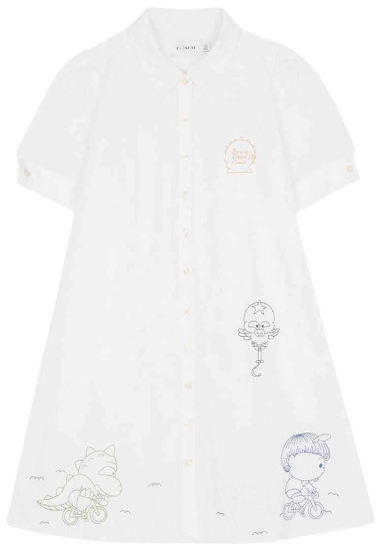 Brain Dead x Coach Embroidered Shirt Dress White