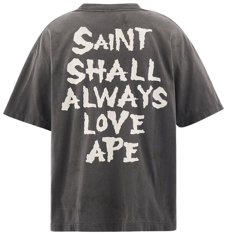 SAINT Mxxxxxx x BAPE Always Love Short Sleeve T Shirt Black