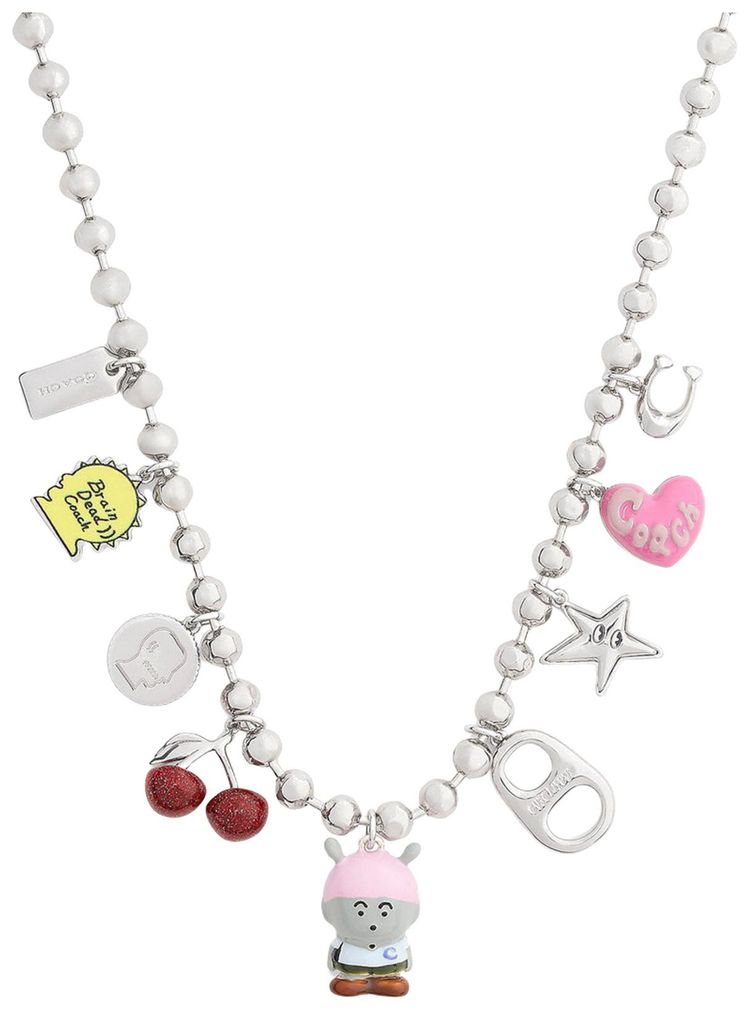 Brain Dead x Coach Ball Chain Charm Necklace Silver Multicolor