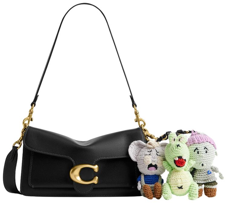 Brain Dead x Coach Soft Tabby Shoulder Bag 26 with Crochet Charms Black