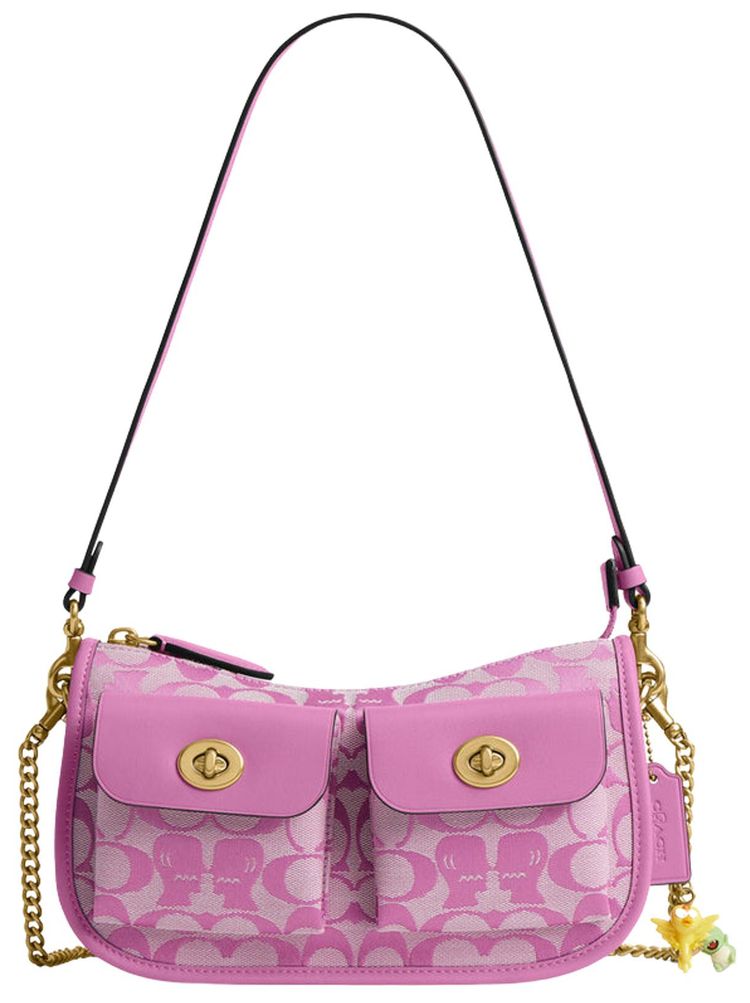Brain Dead x Coach Signature Jacquard Twin Turnlock Waverly Bag Fuchsia