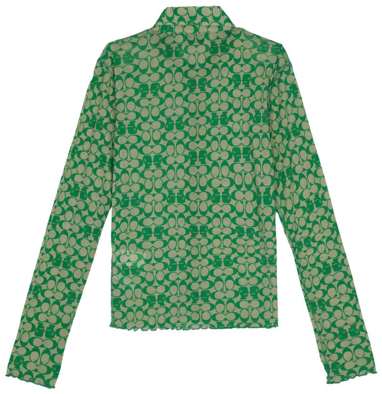 Brain Dead x Coach Printed Mesh Button Up Shirt Dark Green