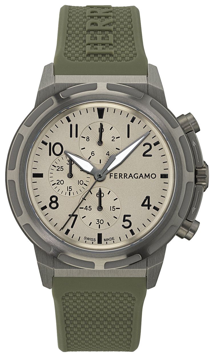 Ferragamo Sport Chrono Silicone Watch Gun