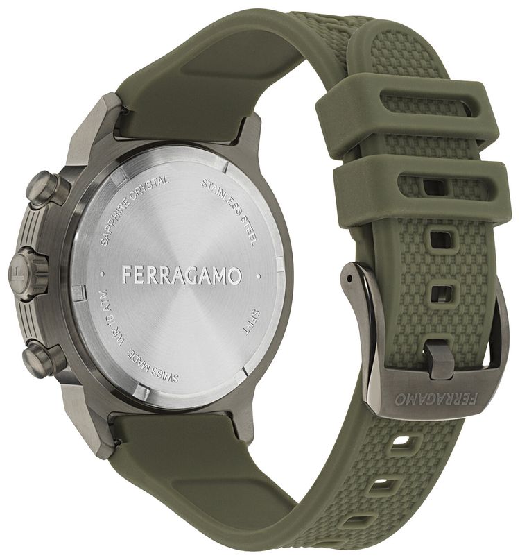Ferragamo Sport Chrono Silicone Watch Gun