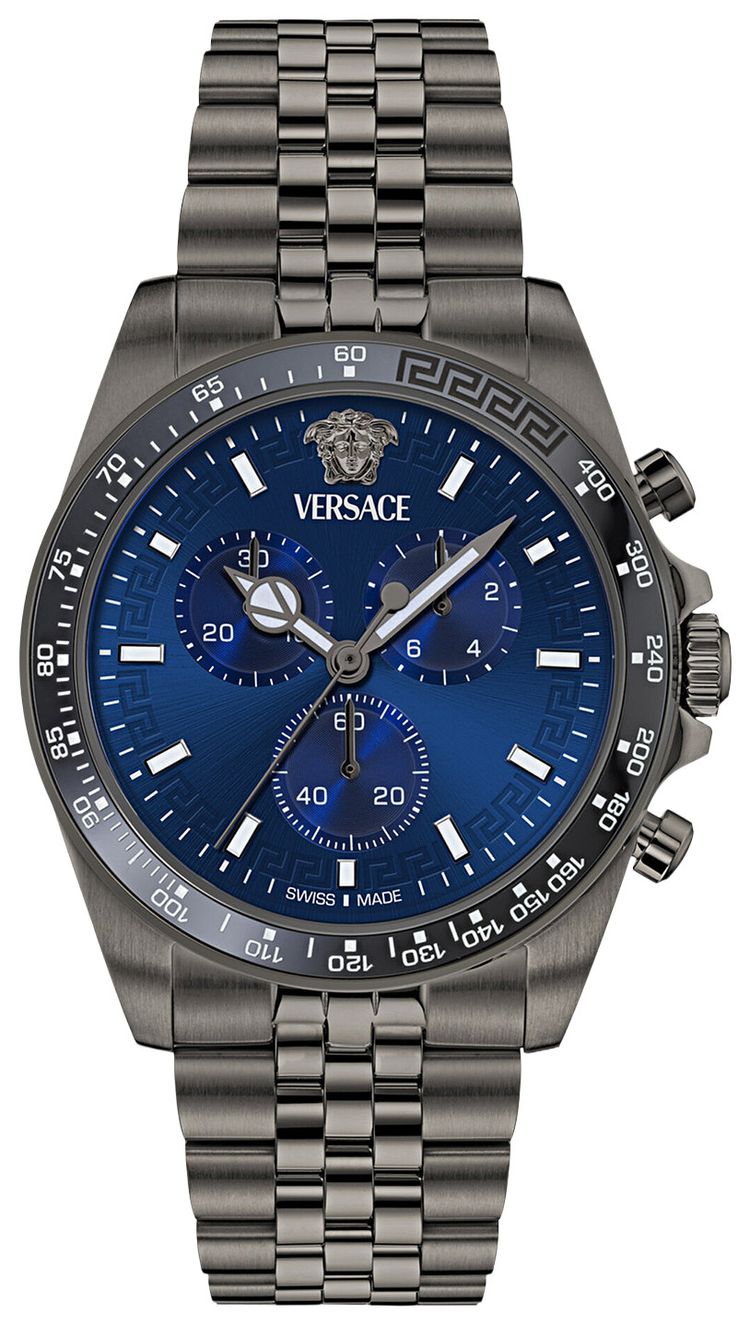 Versace Greca Chrono Wave Bracelet Watch Gun