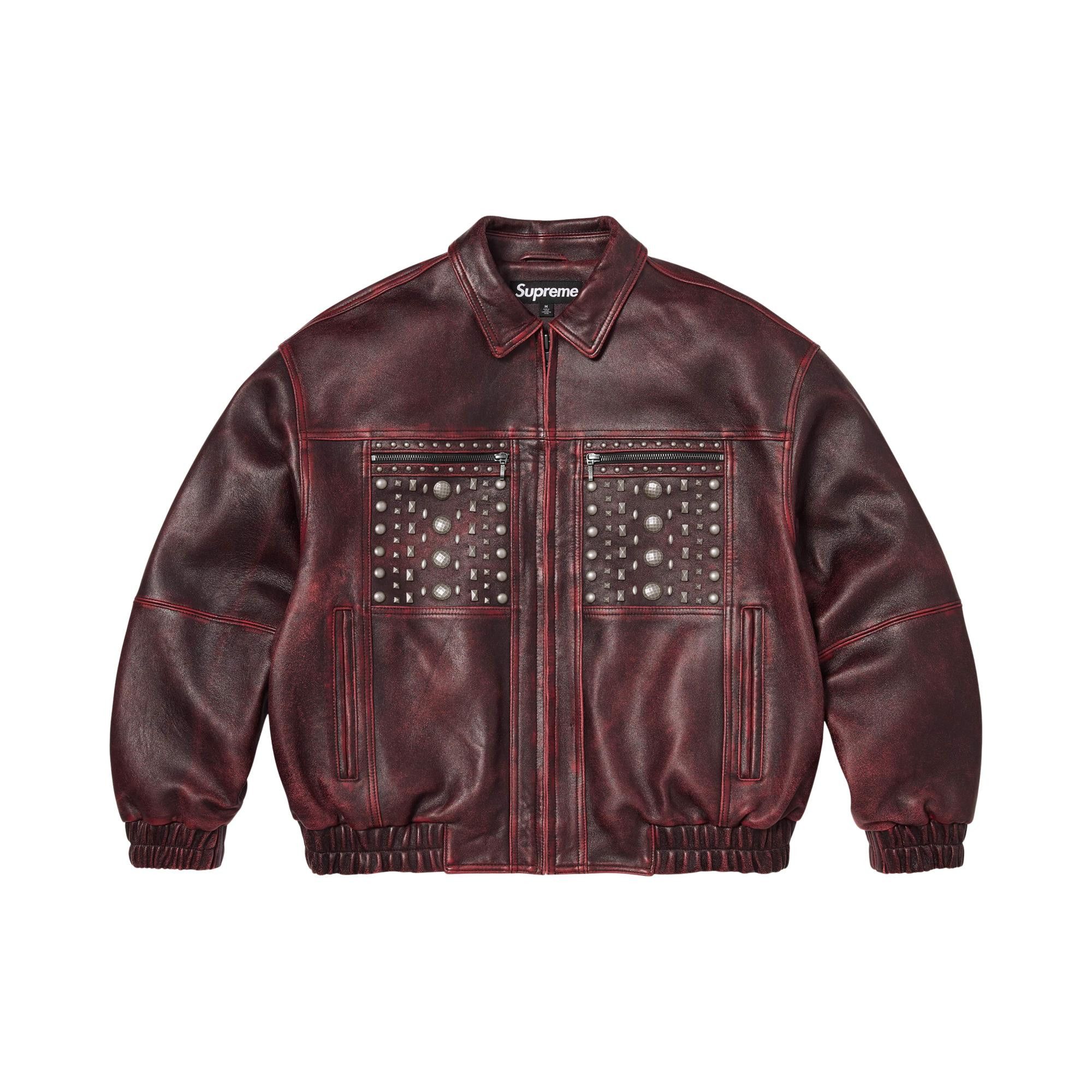 Buy Supreme Multi Studded Leather Jacket 'Burgundy' - SS26J88