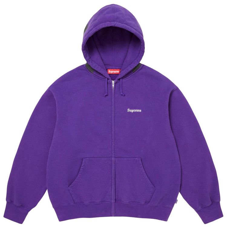 Supreme Paris Is Burning Zip Up Hooded Sweatshirt Purple