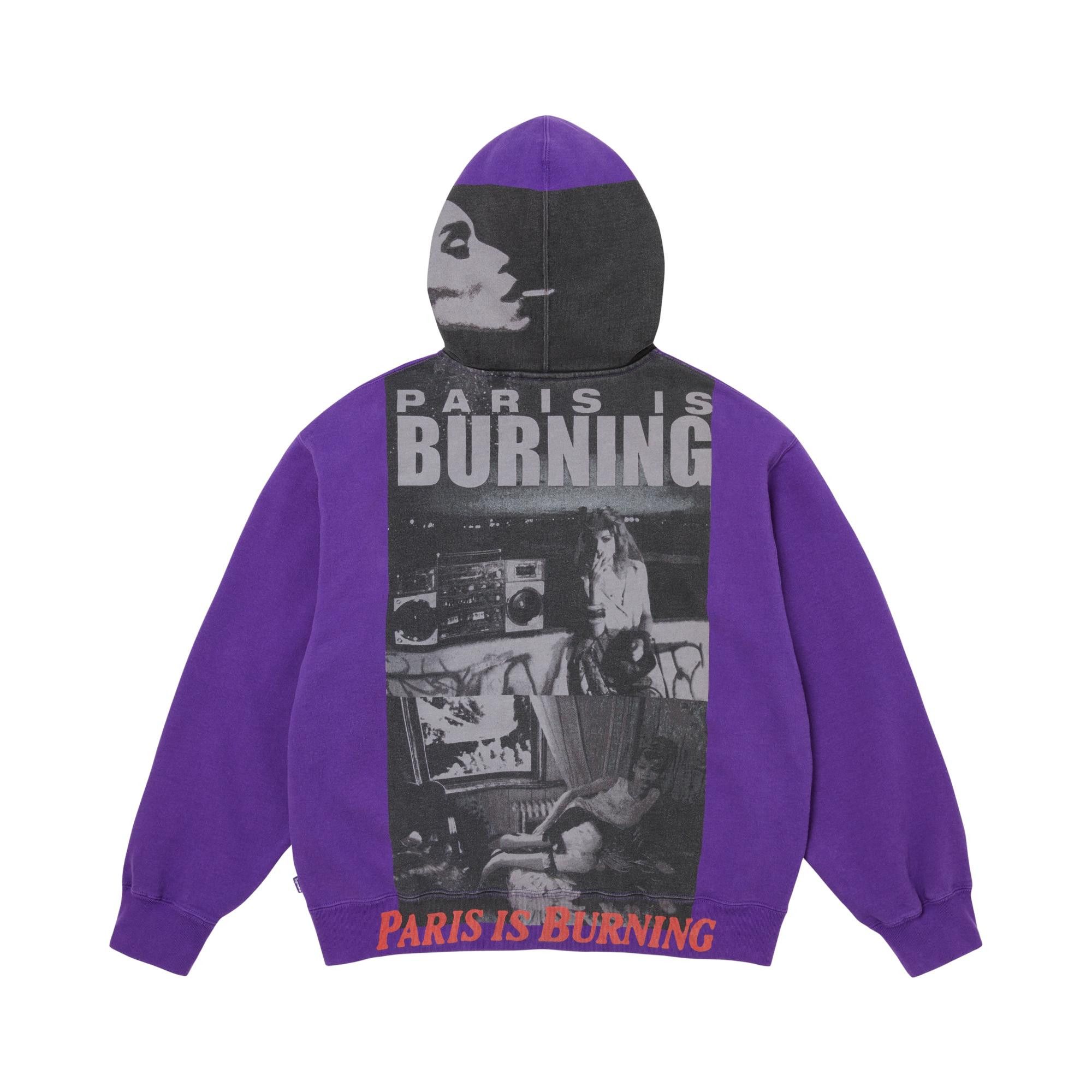 Buy Supreme Paris Is Burning Zip Up Hooded Sweatshirt 'Purple