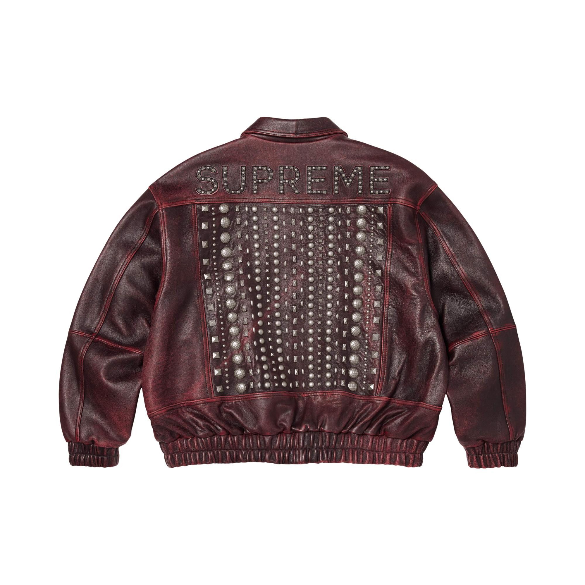 Buy Supreme Multi Studded Leather Jacket 'Burgundy' - SS26J88