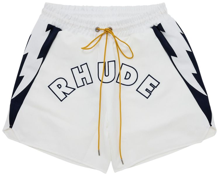 Rhude Logo Lightning Shorts White