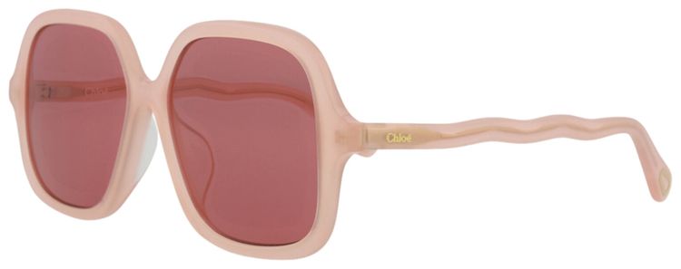 Chloe Square Frame Acetate Sunglasses PinkBrown