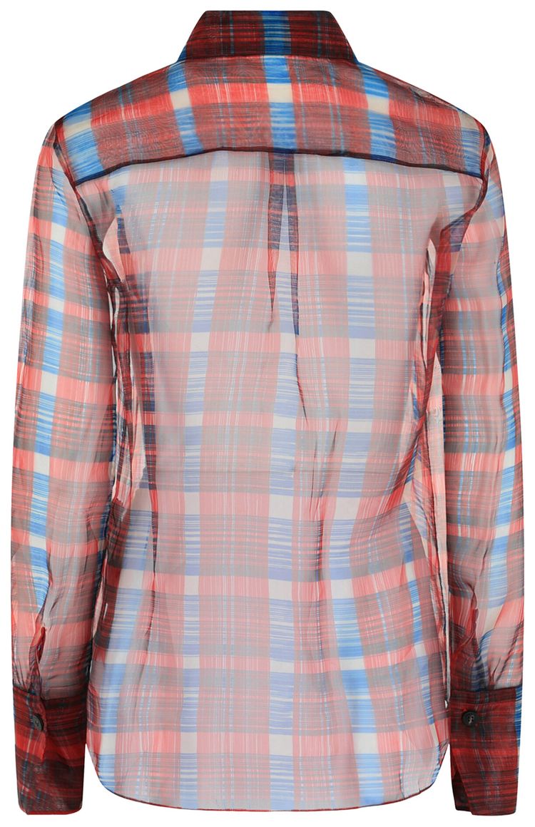 Ferragamo August Organza Check Button Front Shirt Bone