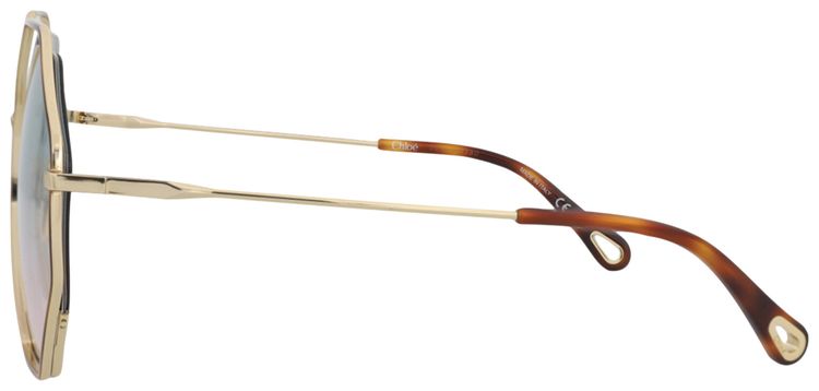 Chloe Square Frame Metal Sunglasses HavanaGoldGreen