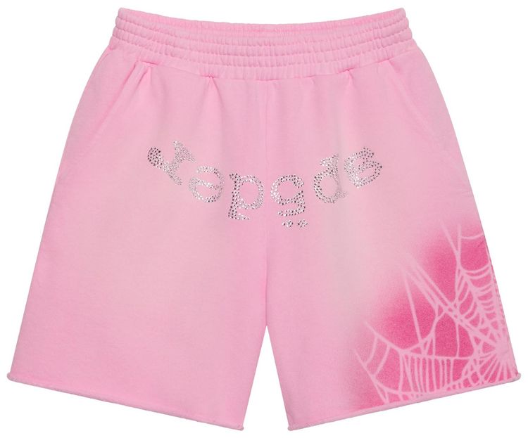 Sp5der OG Web V2 Spray Sweatshort Light Pink