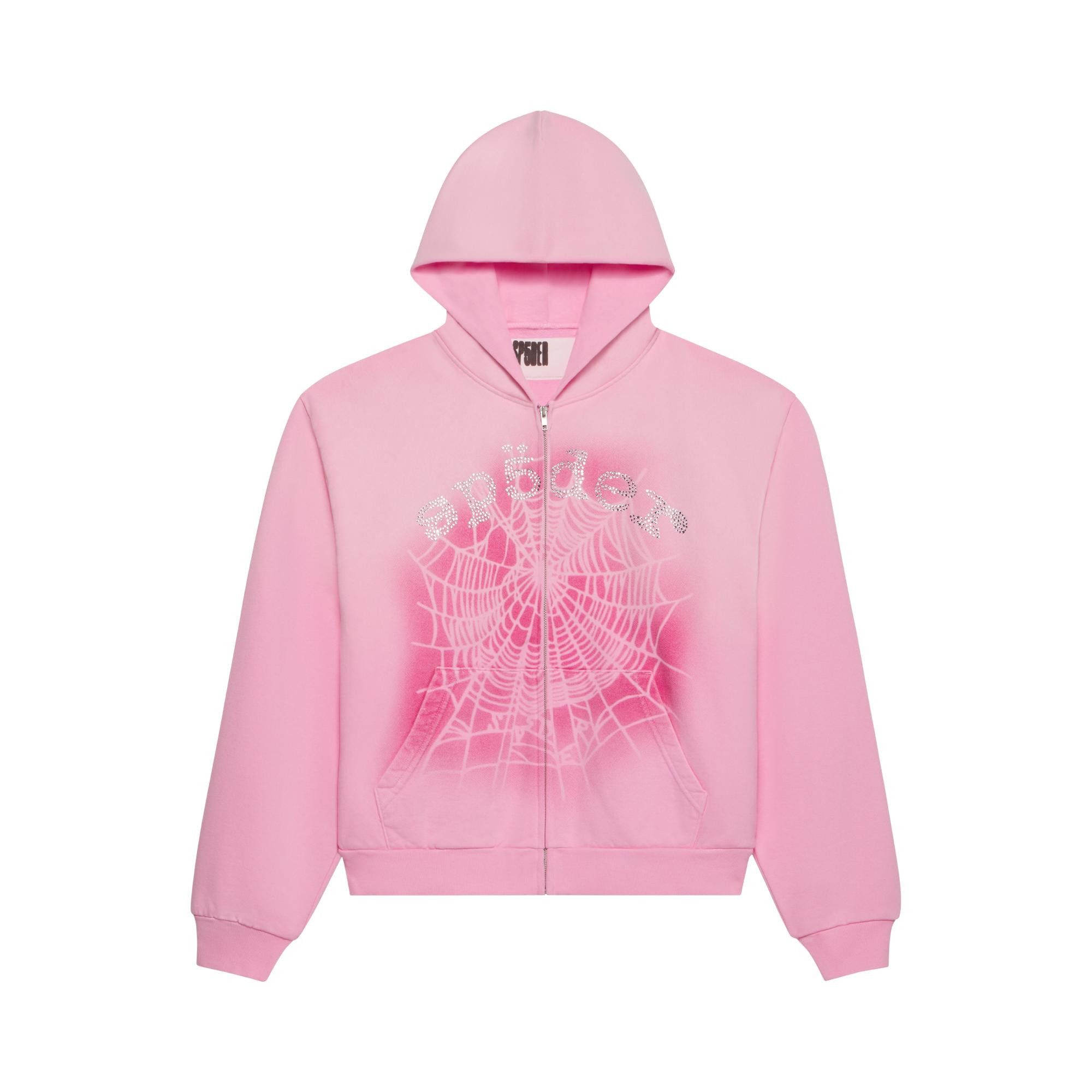 Buy Sp5der OG Web V2 Spray Zip Hoodie 'Light Pink' - ST040SS26LPK