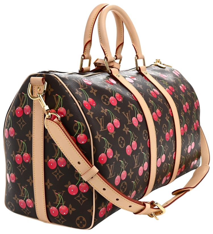 Louis Vuitton x Takashi Murakami Monogram Cerises Keepall Bandouliere 45 BrownRed