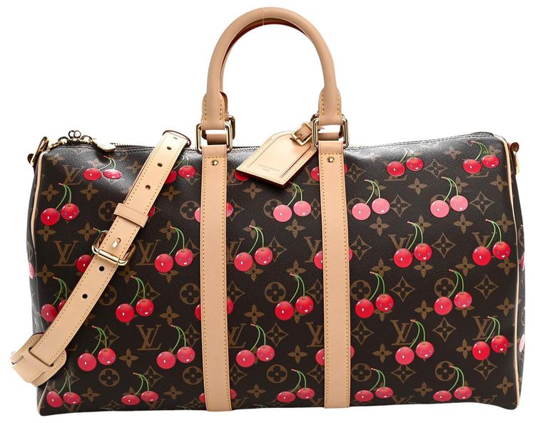 Louis Vuitton x Takashi Murakami Monogram Cerises Keepall Bandouliere 45 BrownRed