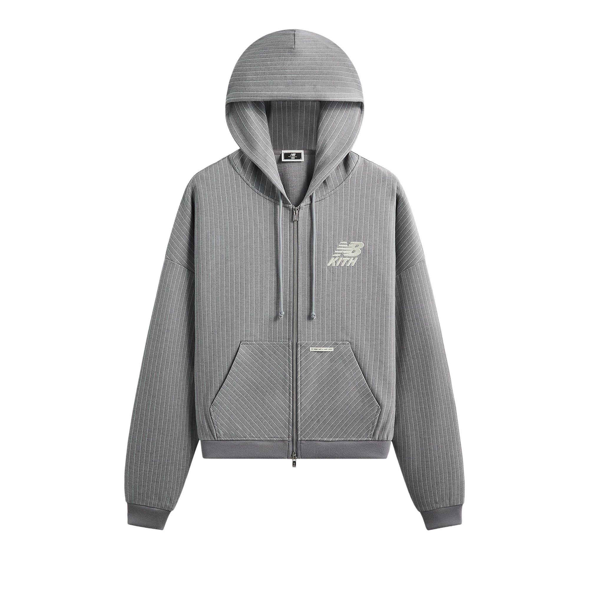 Buy Kith x New Balance Pinstripe Braxton Zip Hoodie 'Smoke