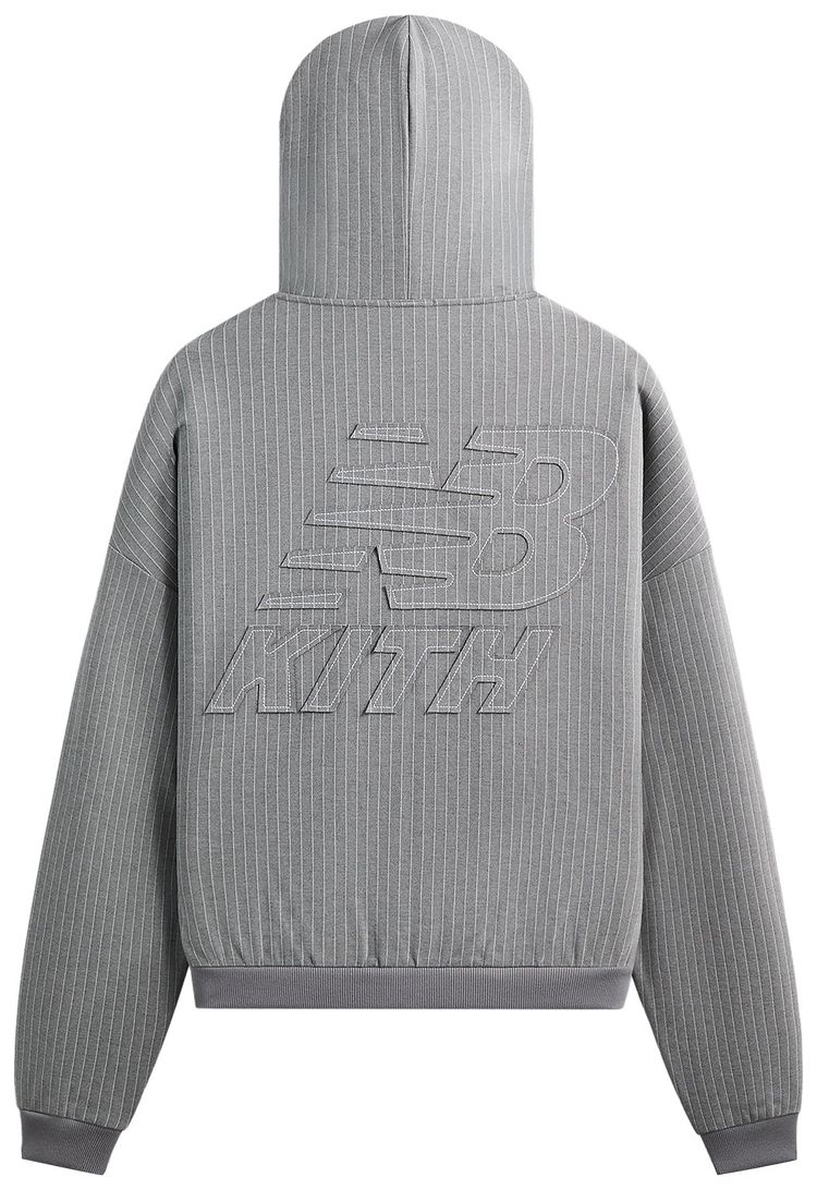 Kith x New Balance Pinstripe Braxton Zip Hoodie Smoke